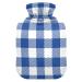 Blue Buffalo Plaid Karo hot water bottle with reference heat bottles for pain relief hot pack hot pack for women girls children 1l