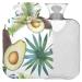 NAANLE PALMBLATT AVOCADO heat bottle with cover Transparent hot water bottle 2l large hot hot water bottle for bed handfeers Warmer pain relief heat and cold therapy 2 l