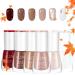 Autumn Nail Polish Nail Varnish Set - Long Lasting Nude White Brown Nail Varnish - Non-Toxic Holographic Nail Polish - No Need UV Nail Polish Kit Christmas Gifts for Women Girl(Autumn Winter Brown)