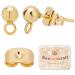 Beebeecraft 100PCS 24K Gold Plated Earring Studs Earring Posts Ball Stud Earrings with Loop with 100Pcs Butterfly Ear Back for DIY Jewelry Dangle Earring Making(15x7mm) 24K Ball Studs