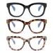 ZXYOO Oversized Reading Glasses for Women,3 Pack Blue Light Blocking Computer Spring hinge Readers Black&leopard&grey Leopard 1.5 x