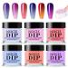 Poudre de trempage 6 pi ces poudre de trempage d'ongles acrylique 6 couleurs aucune lampe UV/LED requise kit bricolage longue dur e s chage rapide pour les d butants Kit manucure bricolage