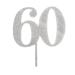 Number 60 HAPPY BIRTHDAY Silver Glitter ACRYLIC Cake Topper