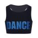 YUUMIN Kids Girls Sleeveless Shiny Letters Printed Racer Back Crop Top Sports Bra Dance Vest Blue 10