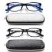 EYEURL Reading Glasses 2.50 Women Men 2 Pack Blue Light Blocking Glasses Stylish Readers Rectangular Frame Anti Glare Fashion Lightweight Prescription Eyewear Blue+black 2.5 x