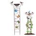 Bird potions with garden grilles 2-in-1 bird water dispenser made of metal with decorative butterfly removable standing bird water dispenser retro stand bird feeder for garden decoration