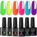 Croitout UV Gel Nail Polish Set Shellac Nail Gel Polish Colours Set Sock Off Gel Nail Polishes Set Glow in the Dark Neon Gel Polish Kit for Home DIY Manicure Nail Salon 6 x 7.3ml 6CS-006 7.3 ml (Pack of 6)