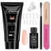 Poly Gel Nail Kit Nail Extension Kit Poly Gel Nail Kits Full Set For Beginners Poly Extension Gel Nail Starter Kit With 40ML Poly Gel Slip Solution Gifts for Women Nude