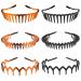 GAFATORY Zig Zag Headbands 6 Packs Comb Headband Black Headband with Teeth Plastic Headbands for Women Gilrs Curly Hair Accessories-Black/Brown