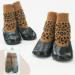 Buy Hjumarayan Waterproof Anti-Slip Dog Socks - 4 Pieces Leopard Pattern Shoes for Indoor & Outdoor Protection - Buy Online on GoSupps.com