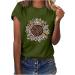 Sunflower Print Summer T-Shirt | Women's Plus Size Loose Blouse Top | Casual Floral Graphic Tee | Green (X-Large) - Buy Online on GoSupps.com