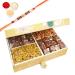 Ghasitaram Gifts Rakhi Gifts for Brothers 4 Part with Almonds Raisins and Sugarfree Bites 1000 GMS with Beads Rakhi Almonds Raisins and SF Bites 1000 GMS with Rakhi