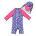BONVERANO Baby Girls Swimsuit Toddler Bathing Suit Long-Sleeve Zipper One Piece Swimwear with UPF 50+ Sun Protection 18-24 Months Purple 2