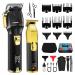Professional Hair Clippers Set for Men Cordless Barber Kit for Haircut Clippers and Trimmers Set Hair Cutting Kit with LED Display & Rechargeable USB Gifts for Men (Black Gold)
