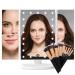 Trifold Makeup Vanity Mirror with Lights and Makeup Brush (White with Brush Set)