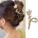 Flower Hair Clips Large Metal Gold Cat Eye Stone Design Hair Claw Clips Flower Hair Accessories for Hair Styling Tools Non Slip Hair Barrette Clips Strong Hold Hair Clips for Women Daily Wear 1Pcs Sunflower