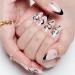 White French Tip Press-On Nails - Gothic Almond Acrylic False Nail Kit with Snake Design | 24Pcs C5-French - Buy Online on GoSupps.com