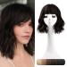 REECHO 12" Synthetic Hair Topper Wiglet Hair Enhancer with Straight Bangs 3 Clips in Straight Hair Extensions Hair Closure Piece Hairpieces for Women -Deep Brown 12 Inch Wavy with 5 Inch Bangs(Pack of 1) Deep Brown