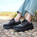 OrthoComfoot Women's Platform Sneakers with Arch Support for Flat Feet and High Arches - Stylish & Comfortable Walking Shoes - Size 8W, Black/Grey - Buy Online on GoSupps.com