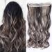 61cm Clip in Extensions Hairpiece 1 Weft 5 Clips Hair Extension Wavy like Real Hair Dark Brown & Ash Blonde 24"(61cm)-120g