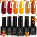Beetles Gel Nail Polish Set Fall Winter Colours Yellow Orange Gold Glitter Red Gel Polish Soak Off UV Gel Nail Polish Nail Art Salon Manicure Gel Nail Kit DIY at Home Nail Gifts for Women Thanksgiving Day