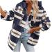 Yihaojia Womens Fashion Cropped Plaid Shacket Jacket Button Down Long Sleeve Crop Shirts Jackets Tops Navy#67 X-Large