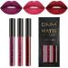 3Pcs Matte 24-hour Liquid Lipstick Sets DNM Matte Dark Red Purple Lipstick Lip Stain Long Lasting 24 Smudge Waterproof Lip Gloss Gift Set Matt Lipsticks Set A