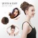 FESHFEN Claw Clip Messy Bun Hair Piece - Golden Brown Mixed Blonde Curly Wavy Updo Chignon Scrunchie for Women - Buy Online on GoSupps.com