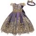 Myrisam Baby Girl Princess Baptism Dress | Embroidered Birthday Christening Gown with Bowknot | Backless Wedding Party Outfit | Includes Headwear | 6-12 Months | Purple - Buy Online on GoSupps.com