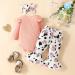 UUAISSO Baby Girls Cow Print Ruffled Long Sleeve Top & Pants Set - 9-12 Months | Infant Clothing Outfit in Pink Milk - Buy Online on GoSupps.com