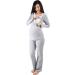 Nursing Pyjamas Set with Lace | Maternity Sleepwear for Pregnancy & Breastfeeding - Long Sleeve - M Gray - Buy Online on GoSupps.com