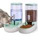 Automatic Dog Cat Feeder and Water Dispenser Gravity Food Feeder and Waterer Set with Pet Food Bowl for Small Medium Dog Puppy Kitten, Large Capacity 1 Gallon x 2 Green
