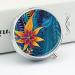 Round Tropical Leaves Pill Box | 3 Compartment Decorative Metal Organizer | Portable Tribal Design - Buy Online on GoSupps.com