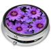 Purple Lily Flower Printed Mini Round Pill Box | 3 Compartment Pill Organizer for Travel Home & Office | Portable Medicine Case - Buy Online on GoSupps.com