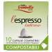 CAFF TROMBETTA DAL 1890 Trombetta L'Espresso Compostable Nespresso Compatible Capsules Intenso - 10 Packs of 10 Capsules each 100 Caspules in Total