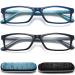 Blue Light Blocking Reading Glasses for Men - 2 Pack Glare Blocking Computer Readers with Spring Hinge Magnification Eyeglasses 1.25 Blue+black 1.25 x