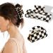 2 Pack Vintage Checker & Banana Hair Clips - Acrylic Black & White Jaw Clips for Strong Hold | French Tortoise Grip Jewelry for Women & Girls - Buy Online on GoSupps.com