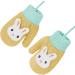 Kids Cute Fox Knitting Gloves | Toddler Winter Thermal Plush Lining Mittens for 1-3 Yrs | Yellow/3D Rabbit Design - Buy Online on GoSupps.com