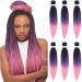 Pre-stretched Braiding Hair 26" Easy Braid 6 Packs Professional Kanekalon Synthetic Fiber Crochet EZ Braids Yaki Texture Braiding Hair Extensions (1B/Purple/Pink) 26 Inch (Pack of 6) T1B/Purple/Pink