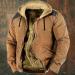 Hanxiulin Oversized Plush Jacket for Men | Warm Fleece Hooded Sweatshirt | Long Transition Outdoor Jacket in Brown - Buy Online on GoSupps.com