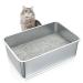 ZuHucpts Stainless Steel Cat Litter Box Extra Large Metal Litter Pan for Cats/Rabbits (Silver X-Large(24" Lx16 Wx8 H)) X-Large(24"Lx16"Wx8"H) Silver
