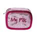 Miamica Zippered My Pills Pill Case with 8-Day Removable Plastic Medicine Organizer Pink Glitter 3.5 L x 2.75 W x 1.25 H Keep Your Vitamins and Pills Organized Compact and Sleek Pill Box