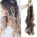 SEGO PONYTAIL Extension Pferdie Hair Part Hair Extension Top Hair Piece Hair Voluminous Wavy like Real Hair Dark Brown & Ashblond Welled-24 "(61cm) -150g