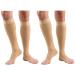 Truform Compression 30-40 Mmhg Knee High Open Toe Dot Top Stockings Beige Large 2 Count