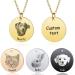 Memediy Personalized dog cat cat pet necklace for women men engraved portrait sketch photo name stainless steel pendant pet memory 2 round slices gold