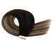 Ugeat 35cm Real Hair Tape Extensions - 20 Pieces Invisible Adhesive - Black to Dark Brown & Caramel Blonde #1B/4/27 - Buy Online on GoSupps.com