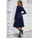 OUGES Women's Long Sleeve V-Neck Floral Midi Dress - Navy Blue (XXL) - Buy Online on GoSupps.com