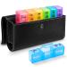 Tablet box 7 days german - bug hull medication box Pillendose in the evening at noon trip with PU leather (tablet box 7 days 3 fans)