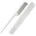 2Pcs Stainless Steel Comb Set Salon Professional Barber Hairdressing Rat Tail Metal Hair Cutting Comb Ultra-thin Hair styling combs with Leather Bag #2