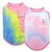 cyeollo Dog Shirts for Small Dogs 2 Pack Tie Dye T Shirt Stretchy Tank Top Vest Breathable Summer Dog Clothes L-Chest (18"-21") Tie Dye-2